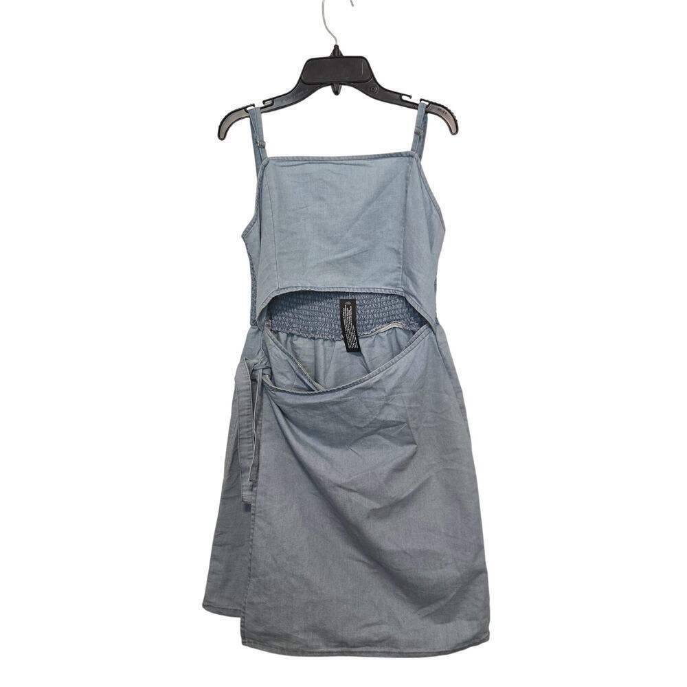 Derek Heart Women’s Smocked Cutout Dress Light Blue Casual Summer Size Large
